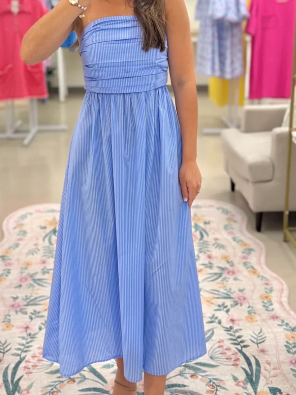 Strapless Blue Dress - Lightweight Summer Style